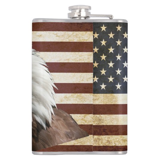  Amerikaanse vlag met Amerikaanse adelfles Heupfles (Achterkant)