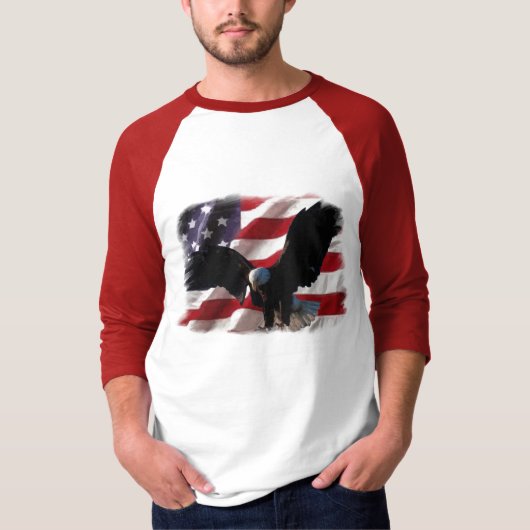 Amerikaanse vlag met Amerikaanse Bald Eagle T-shirt (Voorkant)