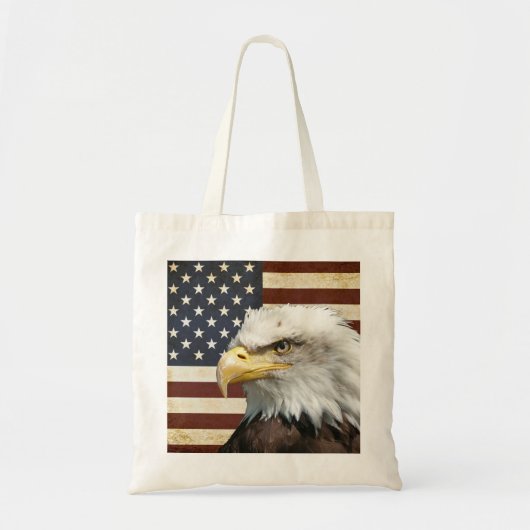  Amerikaanse vlag met Amerikaanse Bald Eagle Tote Bag (Voorkant)