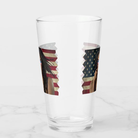 Amerikaanse vlag met Amerikaanse vlag Glas (Rechts)