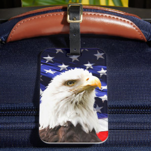 Amerikaanse vlag met Amerikaanse zeearend Bagagelabel