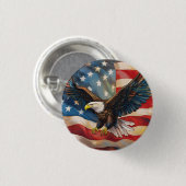 Amerikaanse vlag met Amerikaanse zeearend Ronde Button 3,2 Cm (Voorkant /achterkant)
