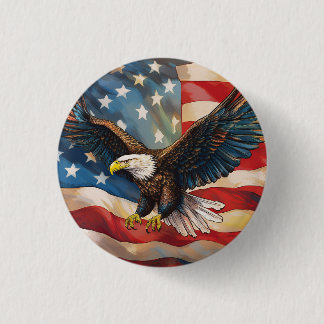 Amerikaanse vlag met Amerikaanse zeearend Ronde Button 3,2 Cm