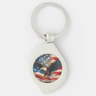 Amerikaanse vlag met Amerikaanse zeearend Sleutelhanger