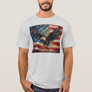 Amerikaanse vlag met Amerikaanse zeearend T-shirt