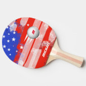Amerikaanse vlag met bal en naam, cool tafeltennisbatje (Zijkant)