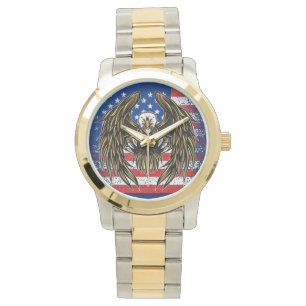 Amerikaanse vlag met Bald Eagle Horloge