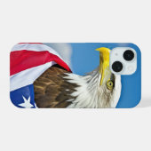 Amerikaanse vlag met Bald Eagle iPhone 15 Case (Achterkant horizontaal)