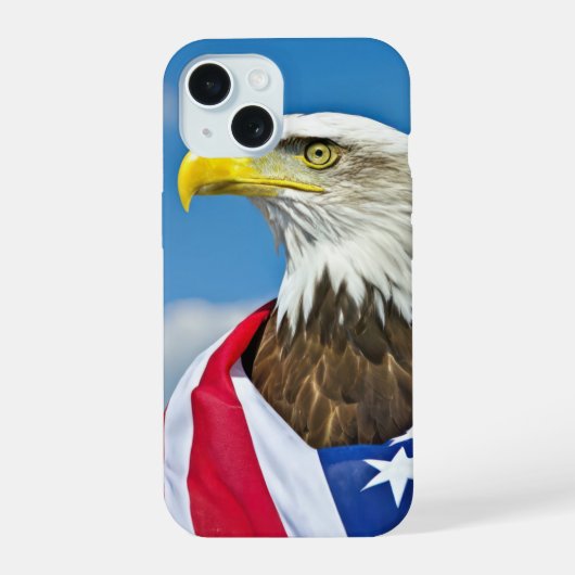 Amerikaanse vlag met Bald Eagle iPhone 15 Case (Achterkant)