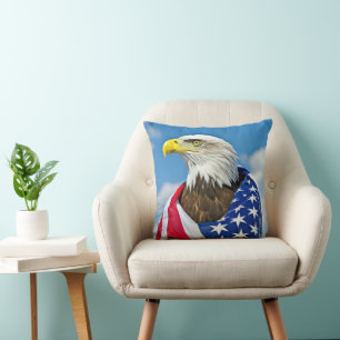 Amerikaanse vlag met Bald Eagle Kussen