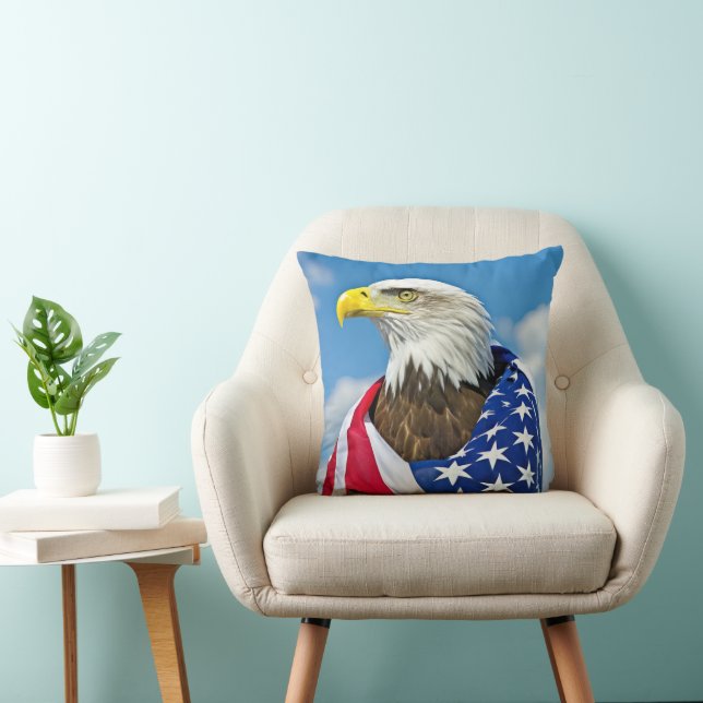 Amerikaanse vlag met Bald Eagle Kussen (Stoel)
