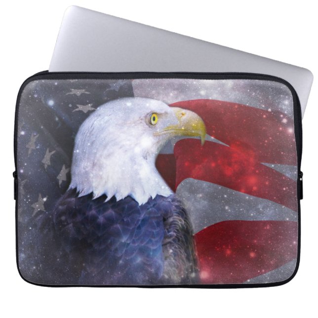 Amerikaanse vlag met Bald Eagle Laptop Sleeve (Voorkant)