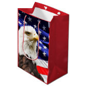 Amerikaanse vlag met Bald Eagle Medium Cadeauzakje (Voorkant Gekanteld)