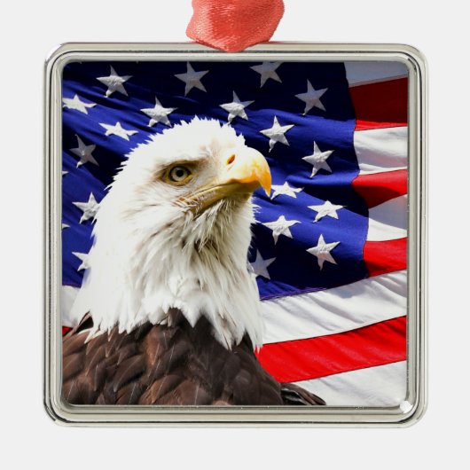 Amerikaanse vlag met Bald Eagle Metalen Ornament (Voorkant)