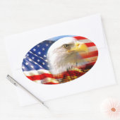 Amerikaanse vlag met Bald Eagle Ovale Sticker (Envelop)