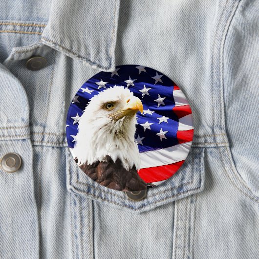 Amerikaanse vlag met Bald Eagle Ronde Button 4,0 Cm (In situ)