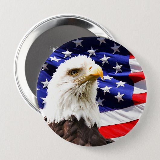 Amerikaanse vlag met Bald Eagle Ronde Button 4,0 Cm (Voorkant /achterkant)