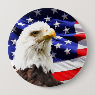 Amerikaanse vlag met Bald Eagle Ronde Button 4,0 Cm