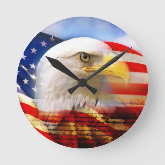 Amerikaanse vlag met Bald Eagle Ronde Klok (Voorkant)