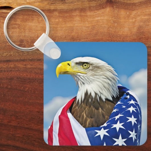 Amerikaanse vlag met Bald Eagle Sleutelhanger (Voorkant)