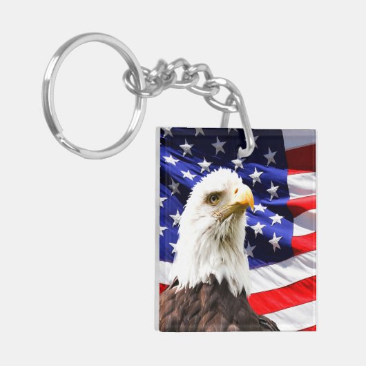 Amerikaanse vlag met Bald Eagle Sleutelhanger (Voorkant Links)
