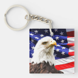 Amerikaanse vlag met Bald Eagle Sleutelhanger