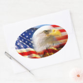 Amerikaanse vlag met Bald Eagle Stucker Ovale Sticker (Envelop)
