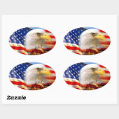Amerikaanse vlag met Bald Eagle Stucker Ovale Sticker (Vel)