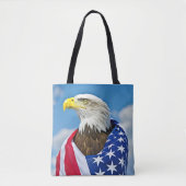Amerikaanse vlag met Bald Eagle Tote Bag (Voorkant)