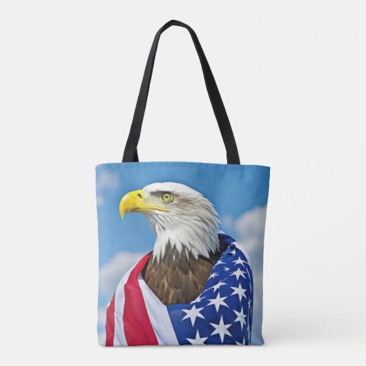Amerikaanse vlag met Bald Eagle Tote Bag (Achterkant)
