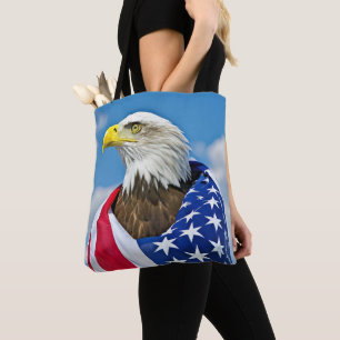 Amerikaanse vlag met Bald Eagle Tote Bag