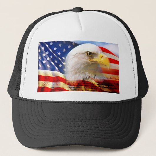 Amerikaanse vlag met Bald Eagle Trucker Pet (Voorkant)