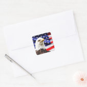 Amerikaanse vlag met Bald Eagle Vierkante Sticker (Envelop)