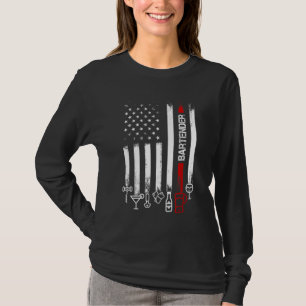 Amerikaanse vlag met Bartender voor vrouwelijke ma T-shirt