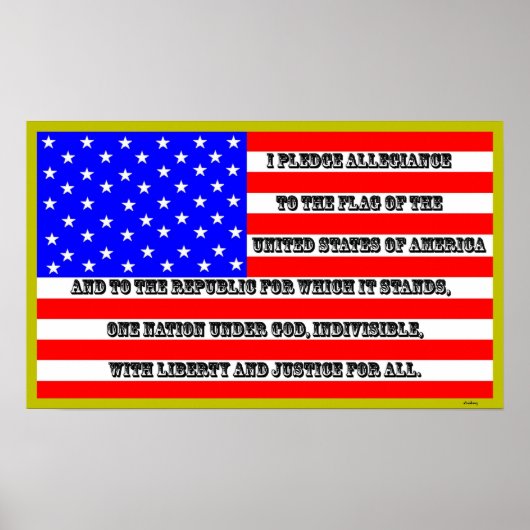 Amerikaanse vlag met belofte van trouw poster (Voorkant)