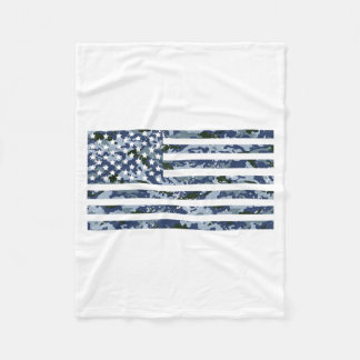 Amerikaanse vlag met blauwe camouflage fleece deken