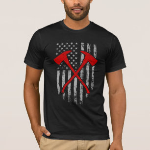 Amerikaanse vlag met brandweerassen t-shirt