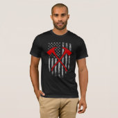 Amerikaanse vlag met brandweerassen t-shirt (Voorkant volledig)