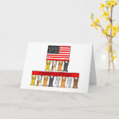 Amerikaanse vlag met Cartoon Cats Gefeliciteerd Kaart (Gele Bloem)