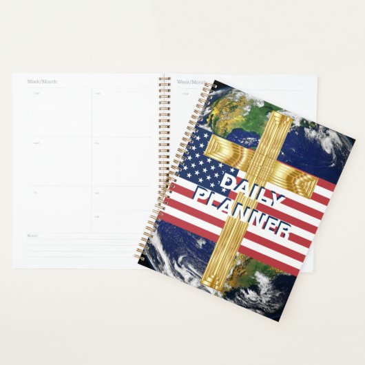Amerikaanse vlag met Cross en Earth HAMbWG Planner (Display)