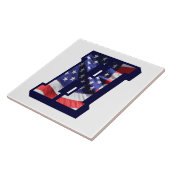 Amerikaanse vlag met de letter "H" Grote fotokeram Tegeltje (Zijkant)