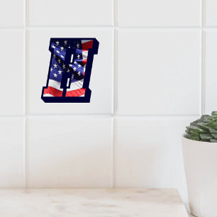 Amerikaanse vlag met de letter "H" Grote fotokeram Tegeltje