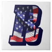 Amerikaanse vlag met de letter "R" Grote fotokeram Tegeltje (Voorkant)