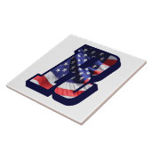 Amerikaanse vlag met de letter "R" Grote fotokeram Tegeltje (Zijkant)
