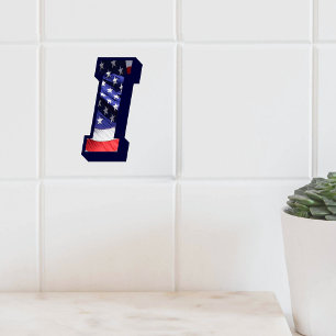 Amerikaanse vlag met de titel "I" Grote fotokerami Tegeltje
