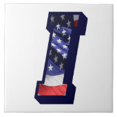 Amerikaanse vlag met de titel "I" Grote fotokerami Tegeltje (Voorkant)