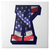 Amerikaanse vlag met de titel "K" Grote fotokerami Tegeltje (Voorkant)