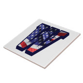Amerikaanse vlag met de titel "W" Grote-fotokerami Tegeltje (Zijkant)