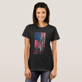 Amerikaanse vlag met de vlag Faded als vierde van T-shirt (Voorkant volledig)