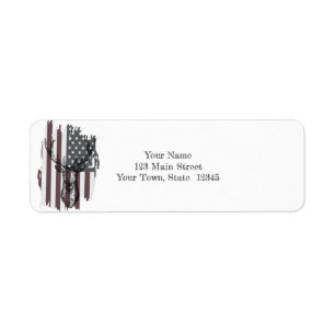 Amerikaanse vlag met Deer Etiket